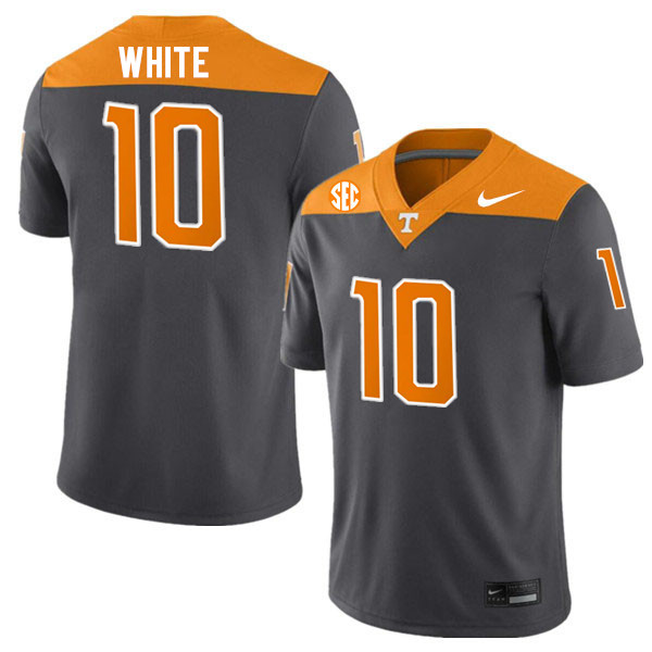 Tennessee Volunteers #10 Squirrel White College Football Jerseys Stitched Sale-Anthracite